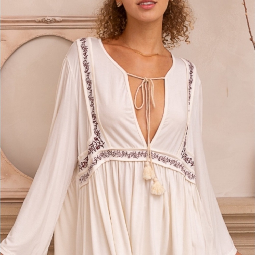 POL Embroidered Boho Top